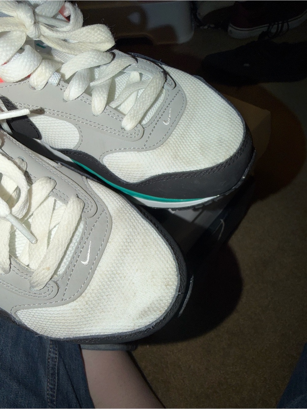 Nike White Black Teal Coral Accent Sneakers - Picture 6 of 6